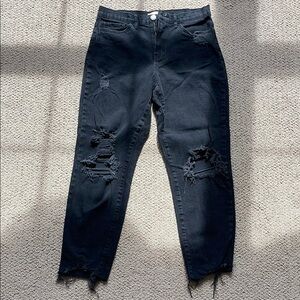 Distressed Black Junior’s Mom Jeans